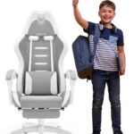 Геймерське крісло Hell's Chair HC-1039 2.0 Grey White дитяче тканина