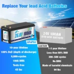 Акумулятор HRBEEnergy LiFePO4 24V/100AH (2560W*h), Smart BMS, Bluetooth APP - Зображення 7