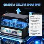 Акумулятор HRBEEnergy LiFePO4 24V/100AH (2560W*h), Smart BMS, Bluetooth APP - Зображення 5