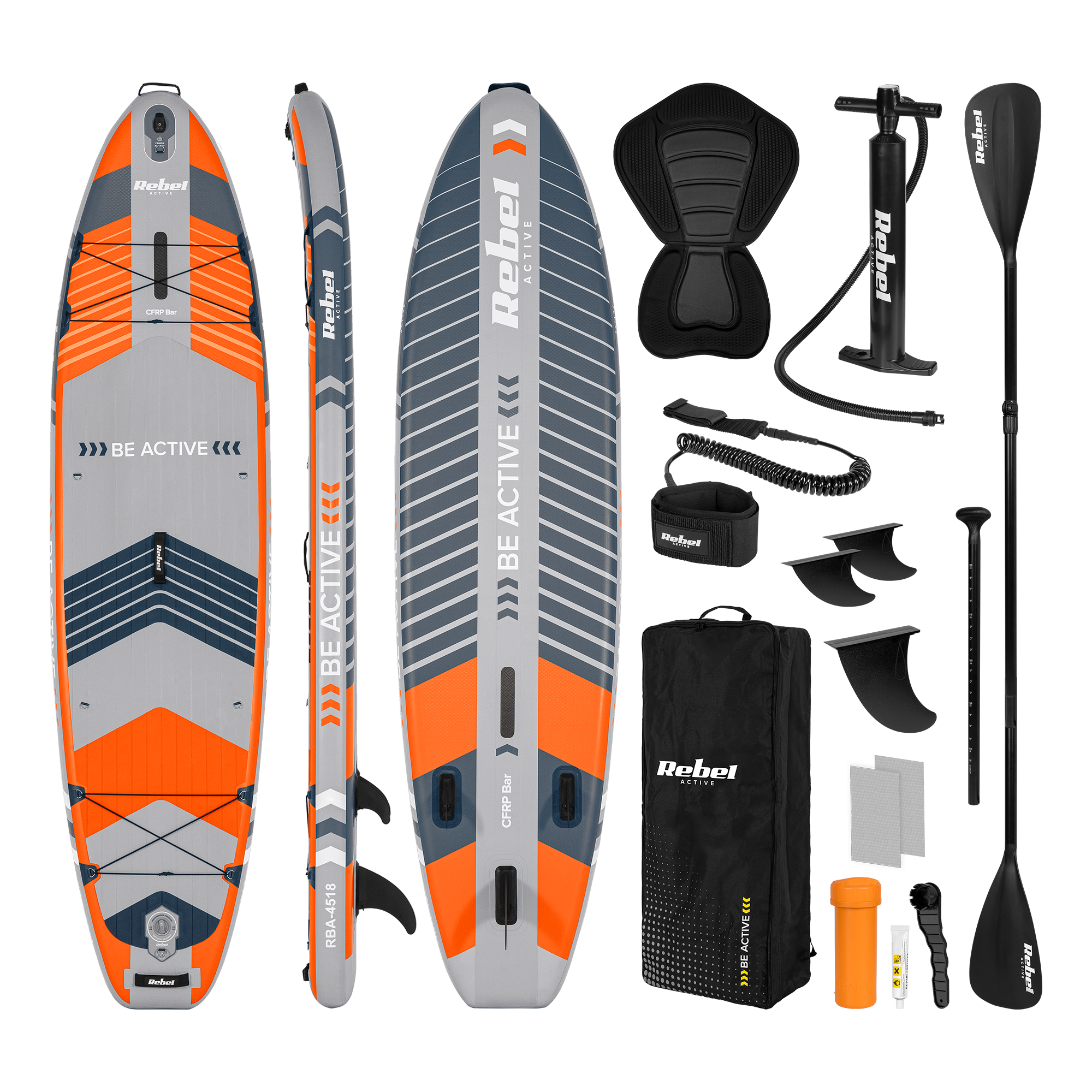 photo_2669200-1 SUP-дошка REBEL ACTIVE PRO RBA-4518 335 см Оранжева - комплект - Зображення 1