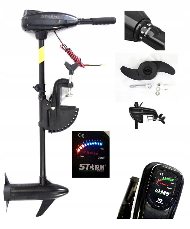 SILNIK-ELEKTRYCZNY-do-lodzi-pontonu-STORM-36lb Електричний підвісний двигун для човна STORM 36LB - Зображення 1