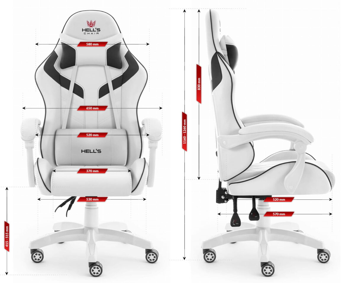 Геймерське крісло Hell's Chair HC-1007 White Black - Зображення 10