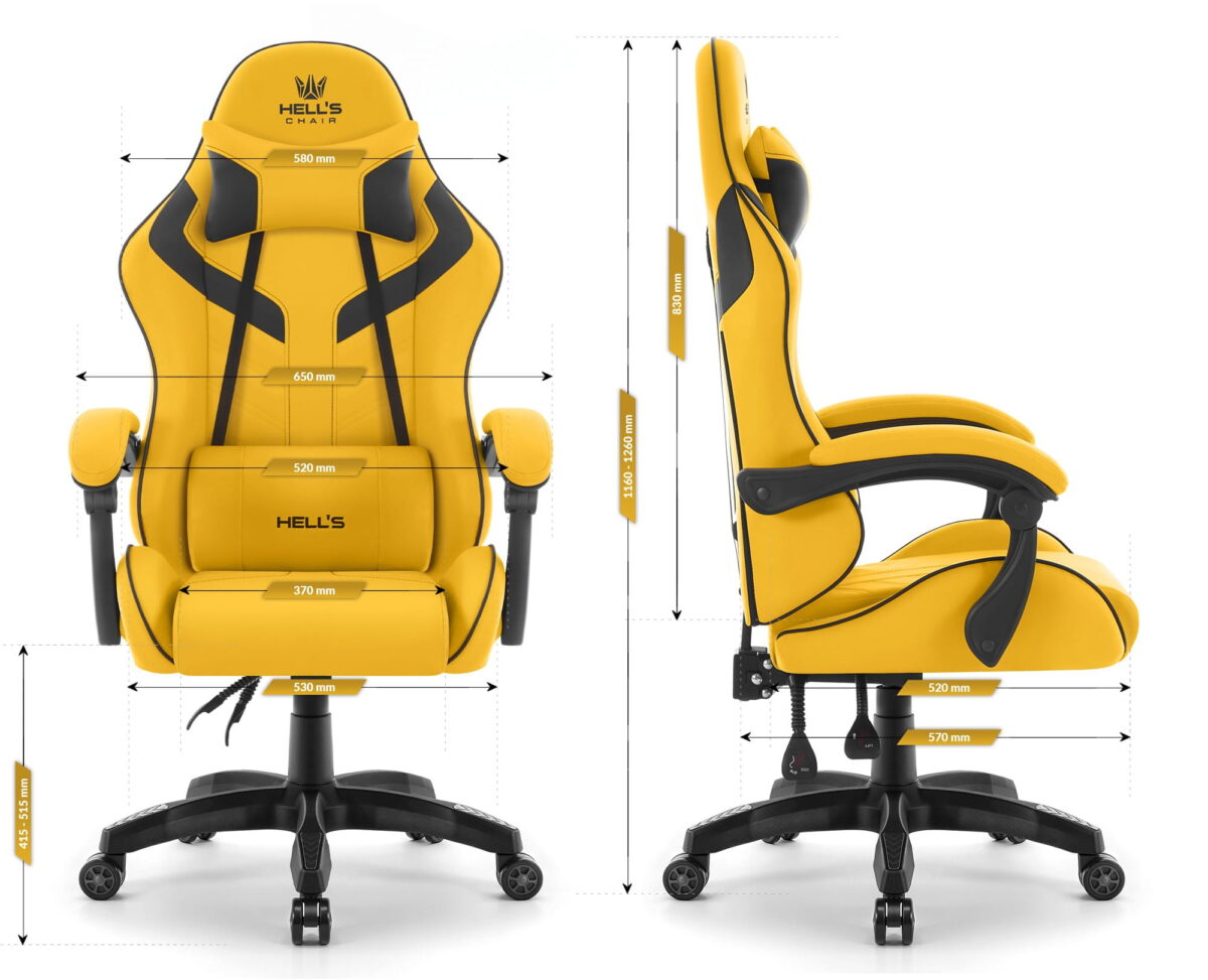 Геймерське крісло Hell's Chair HC-1007 Yellow Black - Зображення 10
