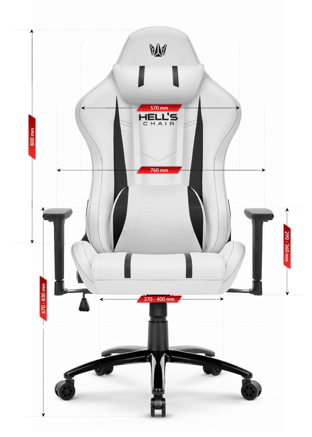 Геймерське крісло Hell's Chair HC-1013 White Black - Зображення 8