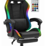 Геймерське крісло Hell's Chair HC-1039 2.0 LED RGB Black тканина