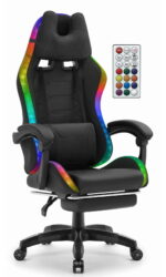 Геймерське крісло Hell's Chair HC-1039 2.0 LED RGB Black тканина