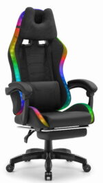 Геймерське крісло Hell's Chair HC-1039 2.0 LED RGB Black тканина - Зображення 2