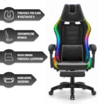 Геймерське крісло Hell's Chair HC-1039 2.0 LED RGB Black тканина - Зображення 7