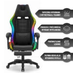 Геймерське крісло Hell's Chair HC-1039 2.0 LED RGB Black тканина - Зображення 9