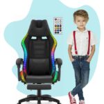 Геймерське крісло Hell's Chair HC-1039 2.0 LED RGB Black тканина для дітей