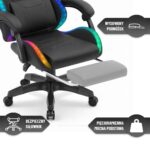 Геймерське крісло Hell's Chair HC-1039 2.0 LED RGB Black тканина для дітей - Зображення 9