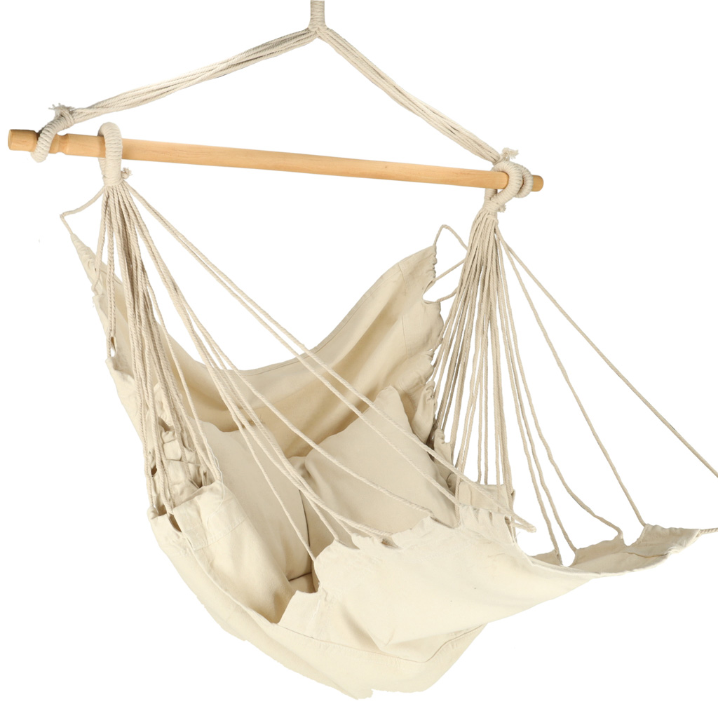 Hammock-Brazilian-chair-with-footrest-130cm-beige-172995 Гамак-бразильське крісло Ikonka KX3287 з підставкою для ніг 130 см бежеве - Зображення 1