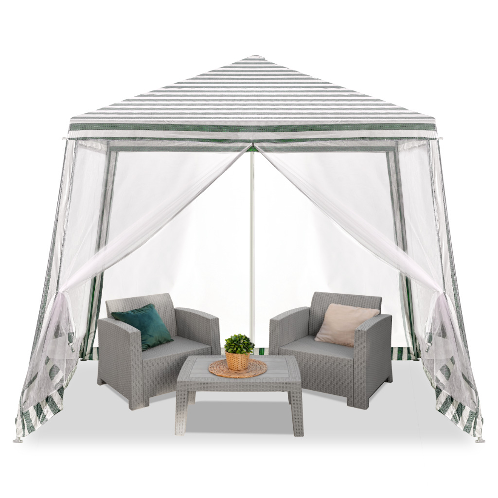 Tent-pavilion-gazebo-garden-party-commercial-White-3X3m-147496 Садовий павільйон Ikonka KX4074 з москітною сіткою білий 3 x 3 м - Зображення 1