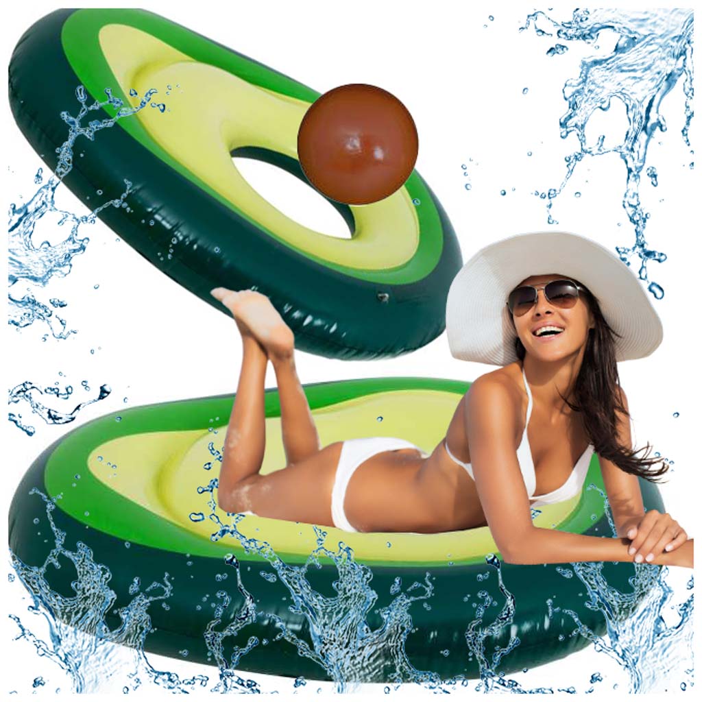 Inflatable-swimming-mattress-with-avocado-ball-with-seed-150cm-XL-171179 Надувний матрац для плавання з кулькою з авокадо та кісточкою 150 см XL KX6158 - Зображення 1