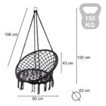Крісло-гойдалка LUARO чорна, 80 см, 150 кг KX7630 - Зображення 4