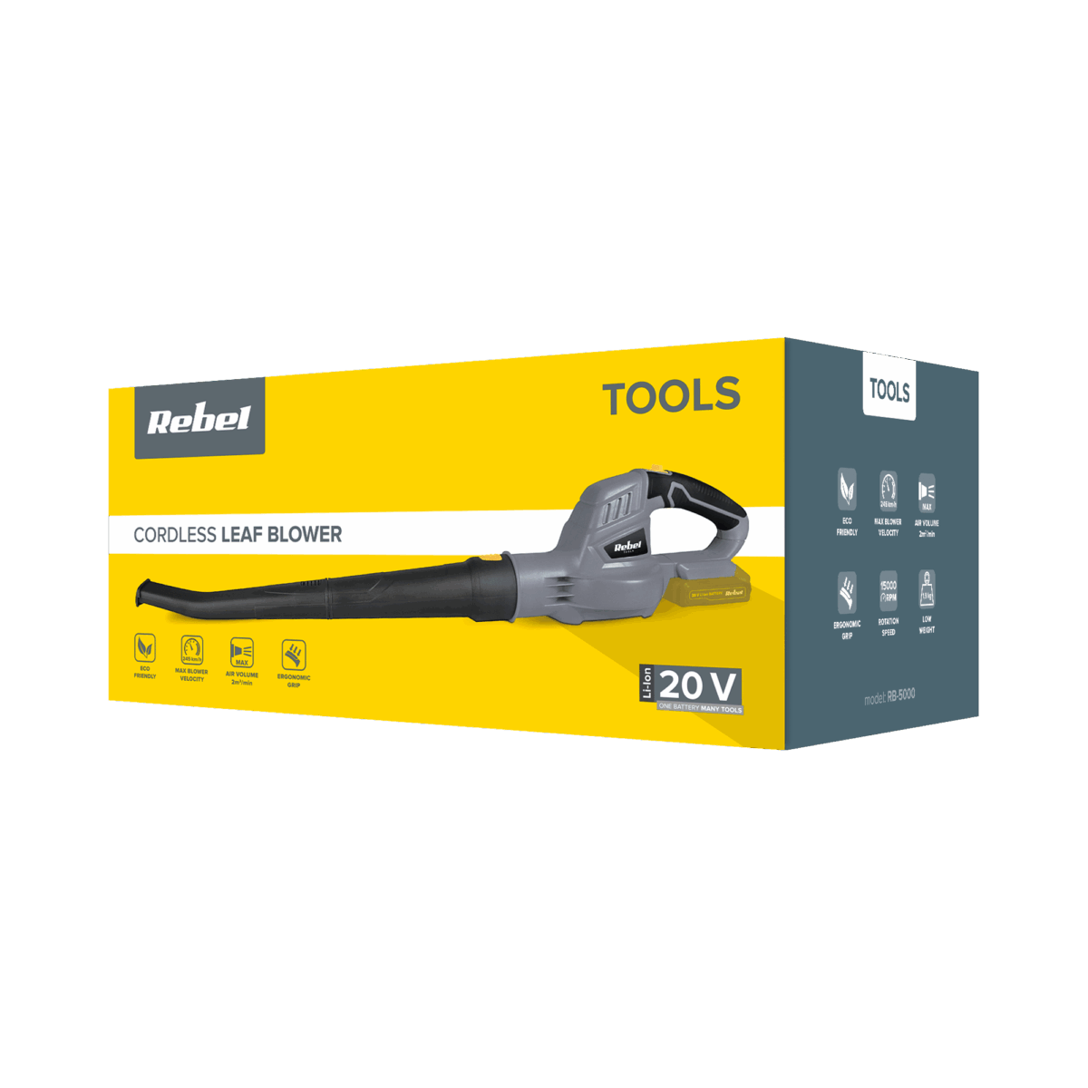 Бездротовий повітродув Rebel RB-5000.1 20V - Зображення 3