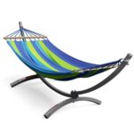 Гамак з каркасом K-Sport KSOZ017, 180 х 80 см - зелено-синій