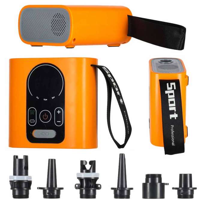 Electric-car-pump-for-SUP-board-22-PSI-140W-Auto-off-system-powerful-compact-and-lightweight-186288-680x680-1 Електричний насос для SUP-дошки IKONKA KX2820 втомобільний, з насадками - Зображення 1