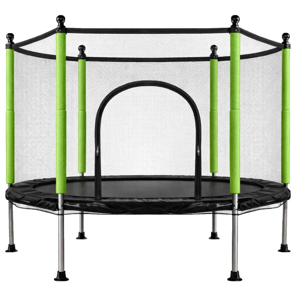Trampoline-for-home-garden-for-kids-ball-net-140cm-55inch-green-182960 Батут дитячий садовий IKONKA KX3215 із сіткою 140 см зелений - Зображення 1