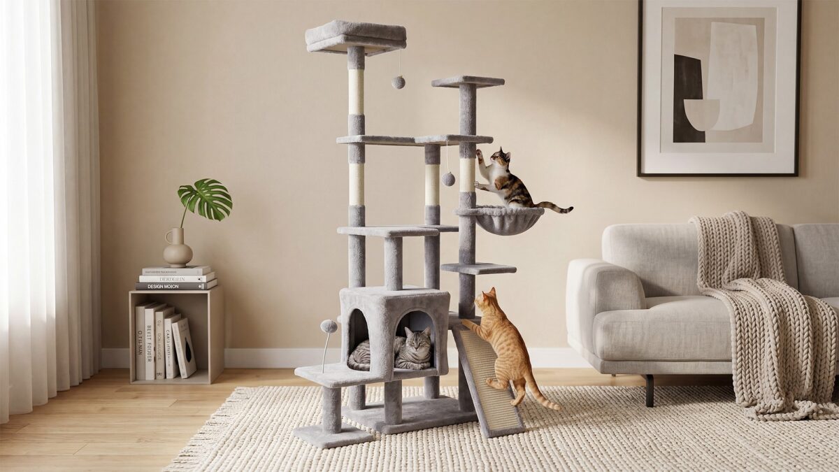 Кігтеточка для кота 75x40x152 cм , сіра, REBEL ANIMALS RA-1008 - Зображення 5