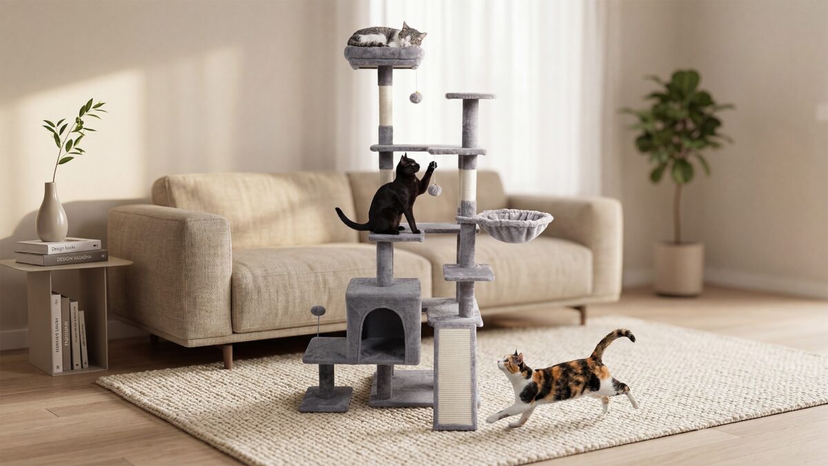 Кігтеточка для кота 75x40x152 cм , сіра, REBEL ANIMALS RA-1008 - Зображення 6