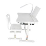 Дитяча парта Ikonka KX2974_2 регульований стілець, світлодіодна лампа, USB, біла - Зображення 3