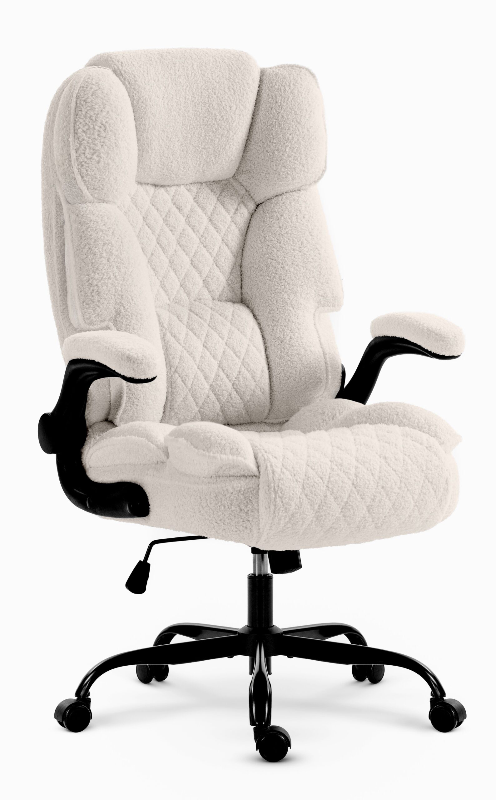 Fotel-biurowy-obrotowy-Hells-Chair-HC-1033-Cream-Boucle-Tkanina Офісне крісло Hell's Chair HC-1033 Cream тканина букле - Зображення 1