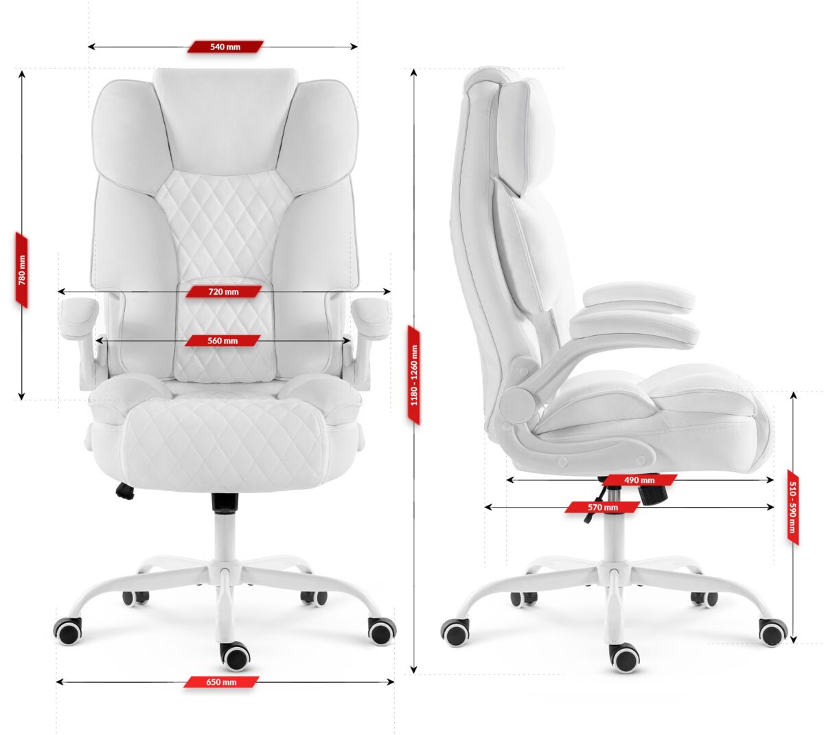 Офісне крісло Hell's Chair HC-1033 White екошкіра - Зображення 6