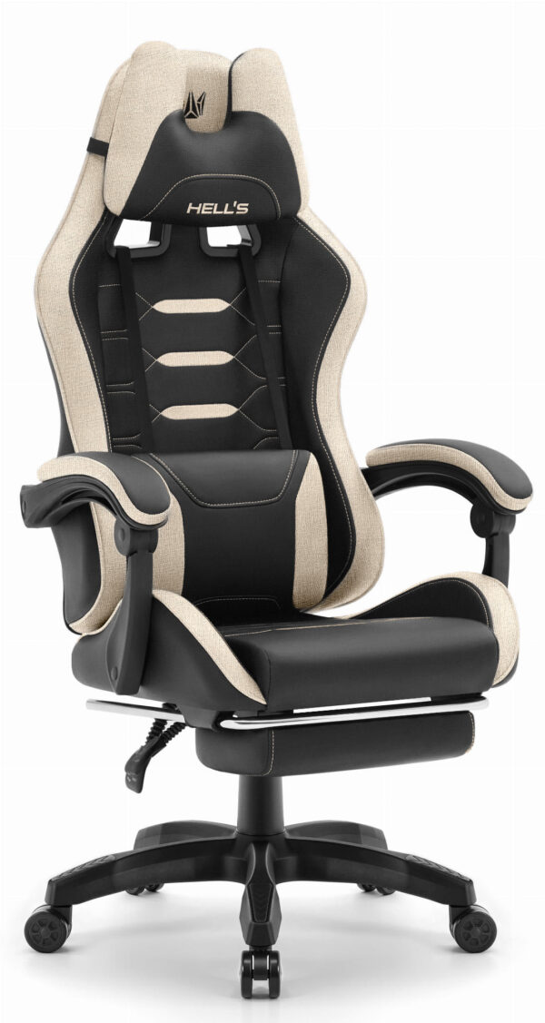 Геймерське крісло Hell's Chair HC-1039 2.0 Black Beige тканина