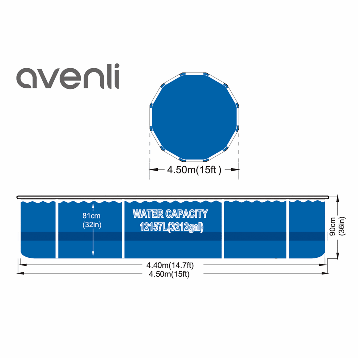 Каркасний круглий басейн Avenli 427x84 см / 9495 л з фільтром та ремонтом - Зображення 5