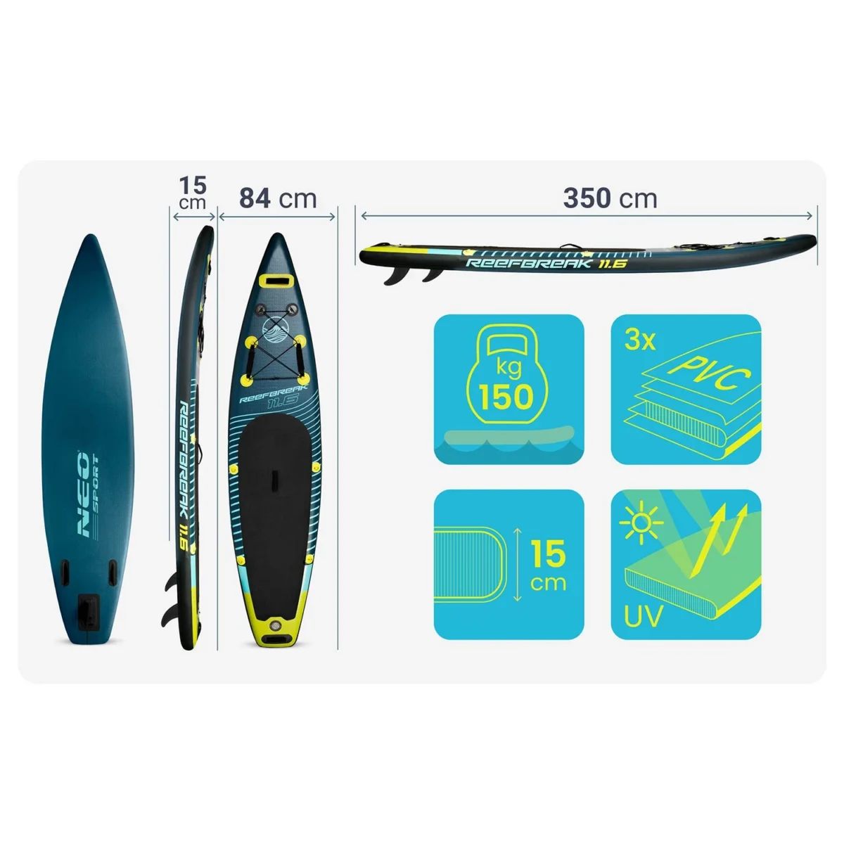 SUP дошка Neo-sport 170310 Reefbreak 11.6 350 см - Зображення 5