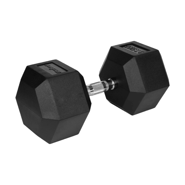 Гантель HEX Rebel 37,5 кг з гумовим покриттям і чавунним корпусом