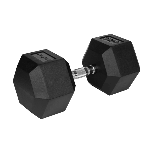 Гантель з гумовим покриттям Rebel HEX 40 кг чавунна для силових тренувань