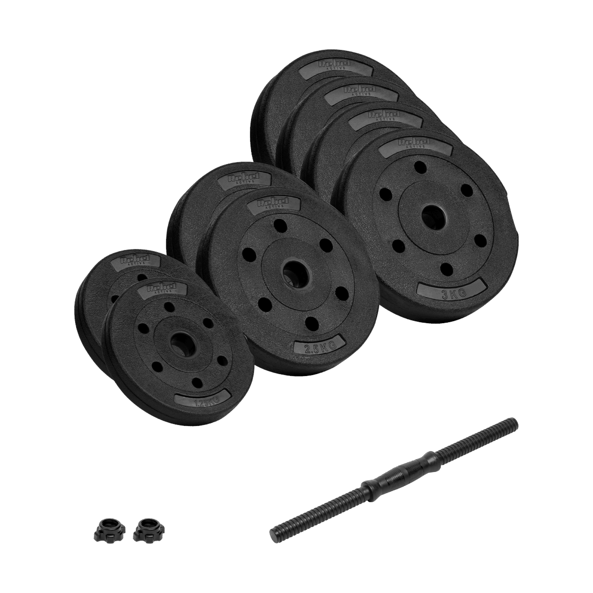 Регульовані бітумні гантелі Rebel Active 1x20 кг зі штангою - Зображення 2