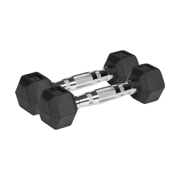 Гумовані чавунні гантелі HEX 2x1 кг Rebel для силових тренувань