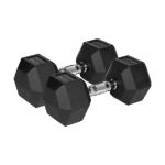 Гантелі Rebel HEX 2x15 кг з гумовим покриттям, чавунні для силових тренувань