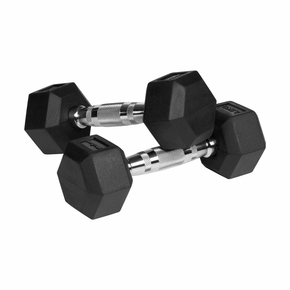 Гантелі чавунні Rebel HEX 2x2,5 кг з гумовим покриттям для силових тренувань - Зображення 2