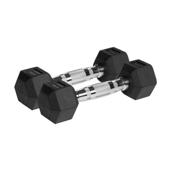 Гумовані чавунні гантелі HEX Rebel 2x2 кг для професійних тренувань
