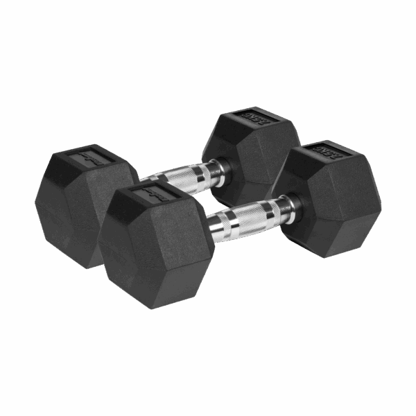 Гумовані чавунні гантелі Rebel HEX 2x7,5 кг з протиковзним покриттям