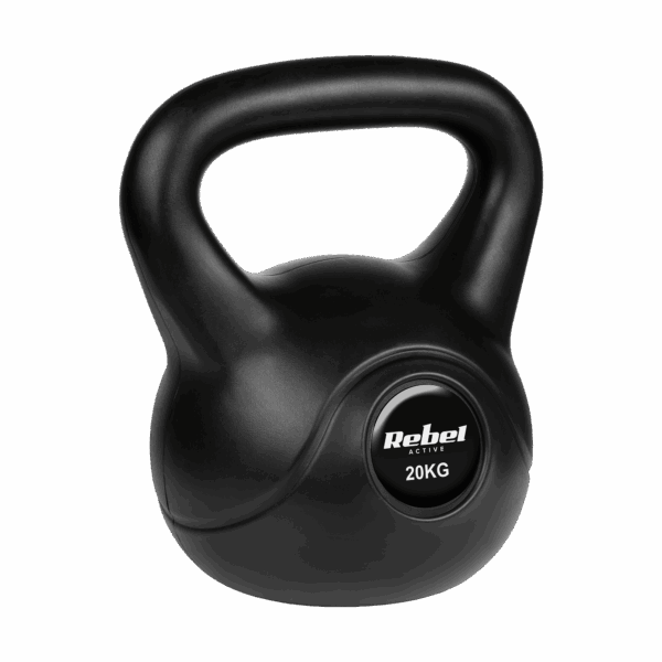 Гіря бітумінозна Rebel ACTIVE 20 кг з ПВХ покриттям і ергономічною ручкою