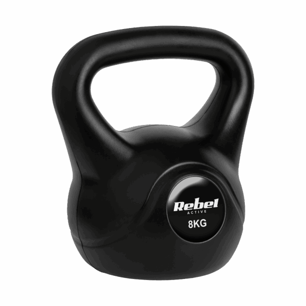 Гиря бітумінозна Rebel RBA-2314 ACTIVE 8 кг з плоским дном та ергономічною ручкою