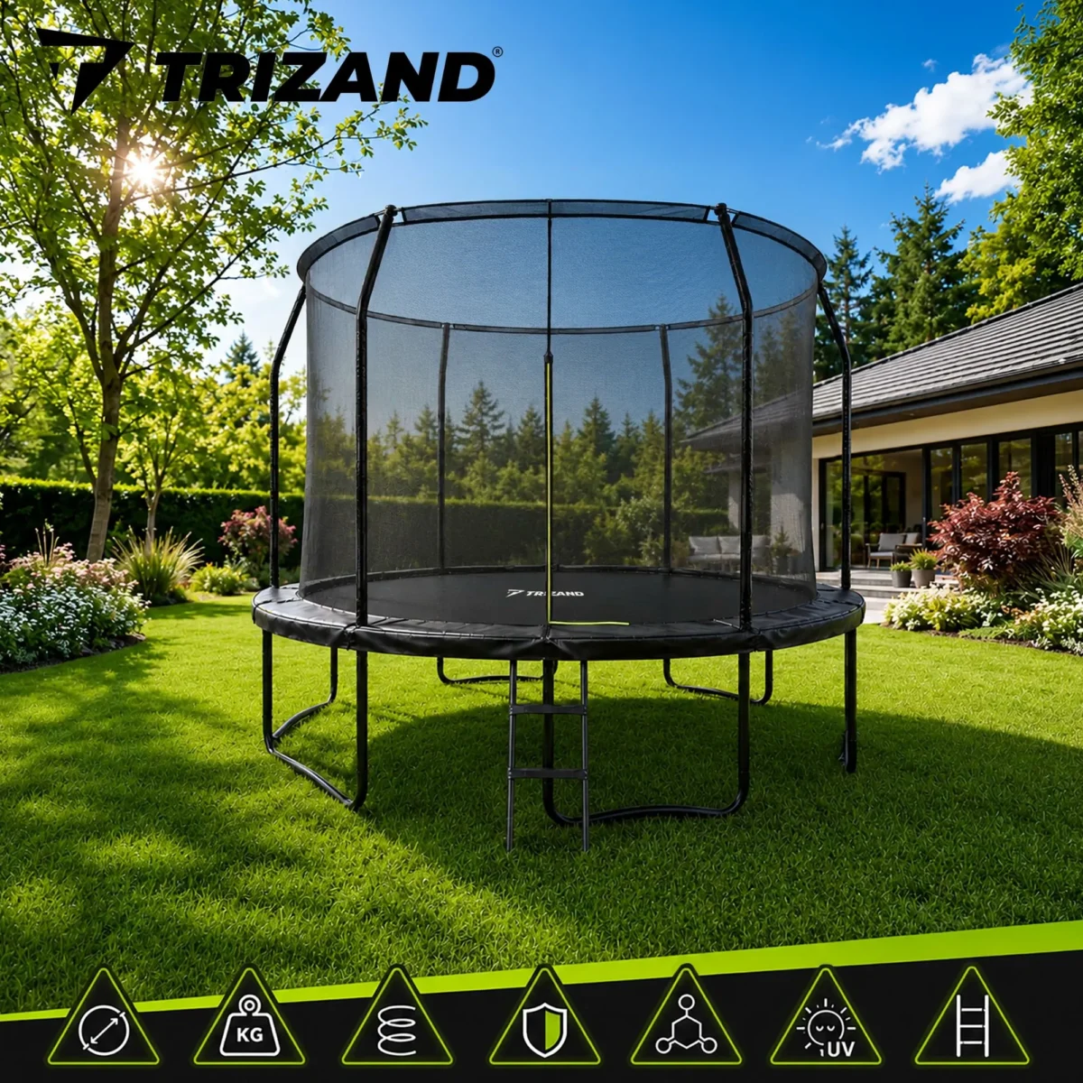 Батут Trizand 366 см з сіткою, драбинкою 150 кг - Зображення 3