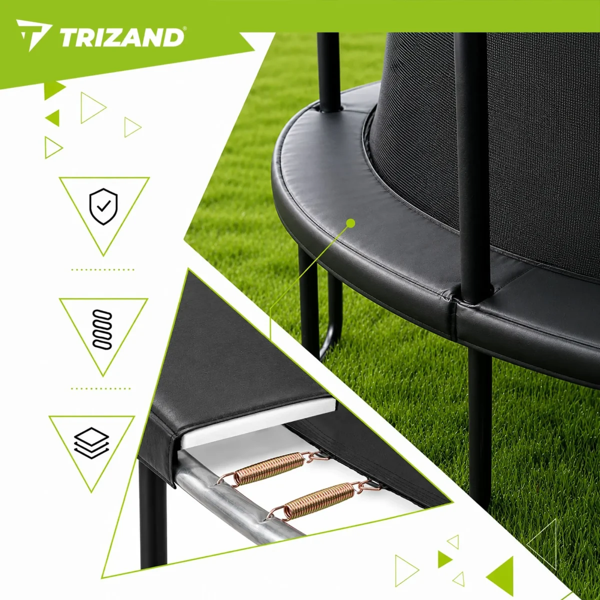 Батут Trizand 366 см з сіткою, драбинкою 150 кг - Зображення 6