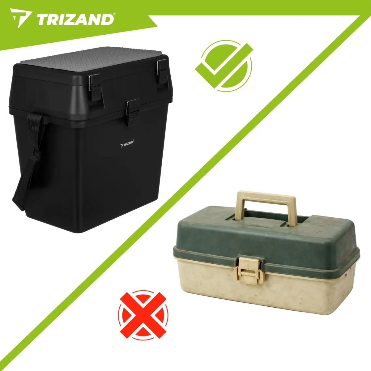Рибальська скриня Trizand 38×34×21 см з ременем - Зображення 4