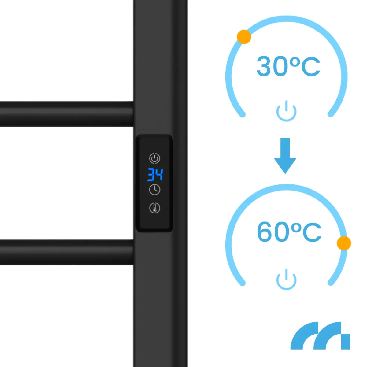 Електричний обігрівач для ванної Maltec BH200W-BL 112043 200 Вт, з LCD-дисплеєм - Зображення 2