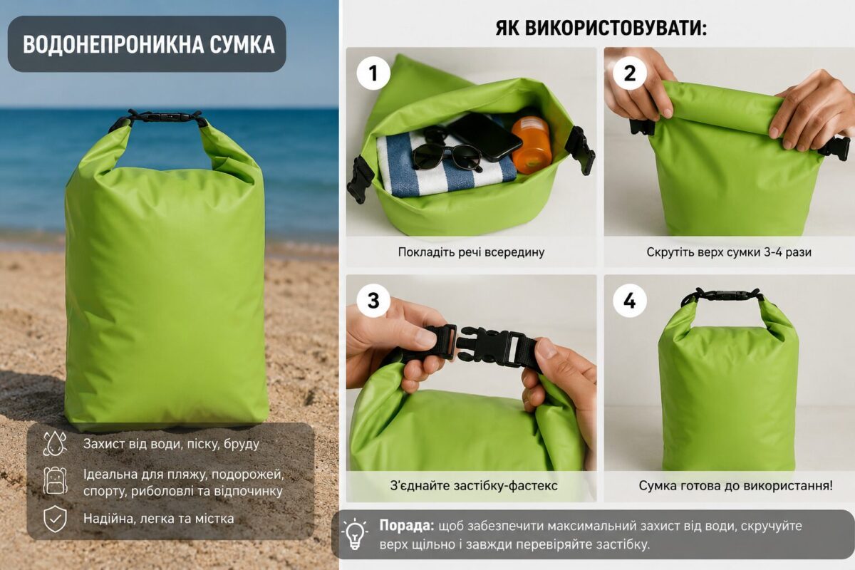 Водонепроникний рюкзак 13 л для надійного захисту речей від вологи для каякінгу, sap та човнів - Зображення 2