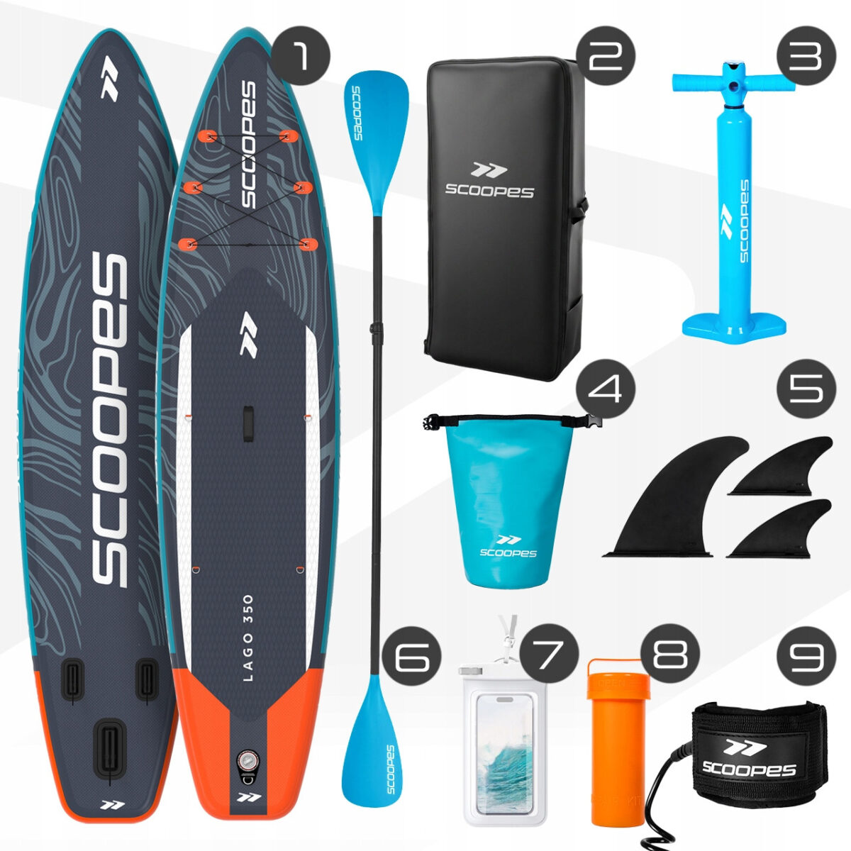 Надувна дошка SUP сапбордингу Scoopes LAGO 350см до 180 кг комплект - Зображення 3