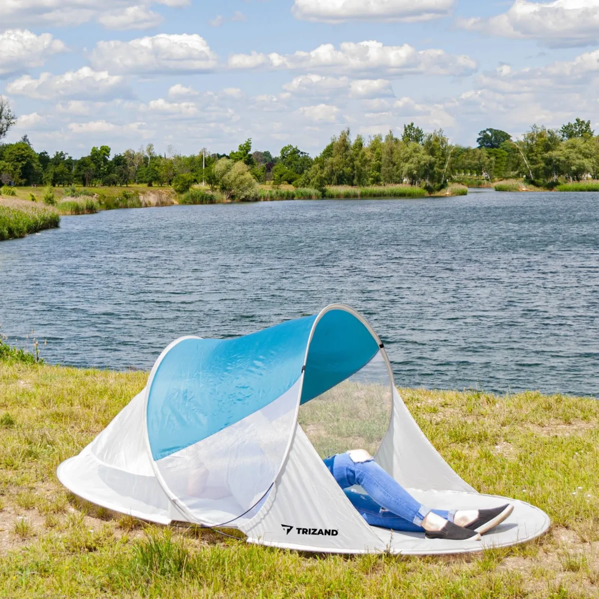 Пляжний намет Maxi Pop Up 220x120x90 см синьо-сірий 10182 - Зображення 7