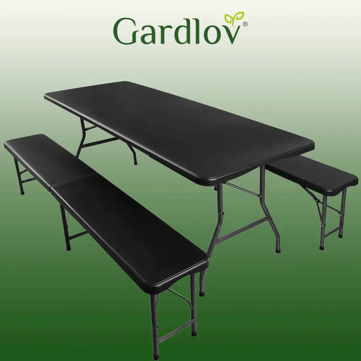 Стіл садовий складний Gardlov 180 см + 2 лавки чорний - Зображення 16