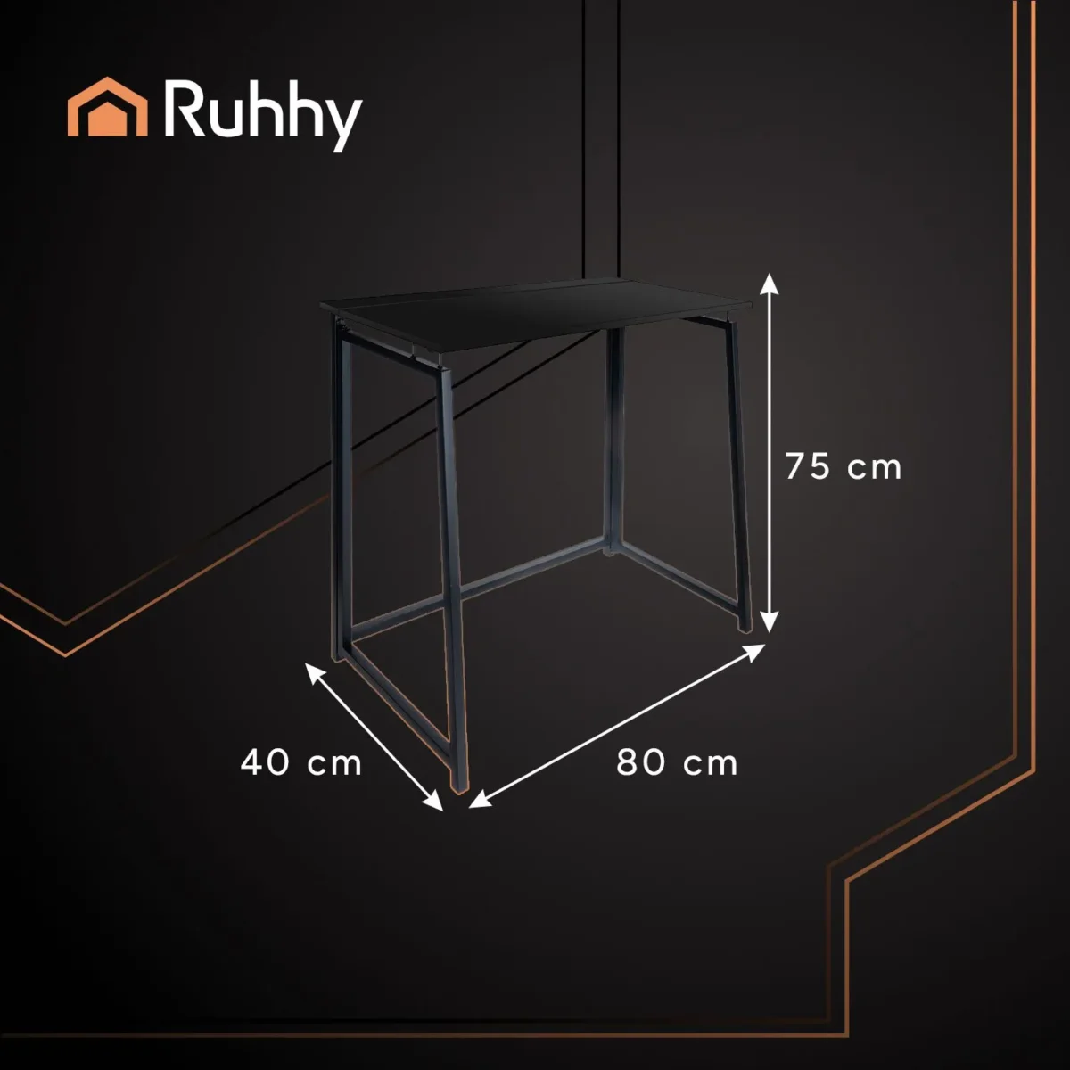 Складаний письмовий стіл Ruhhy 26117 чорний 80×75×40 см - Зображення 11